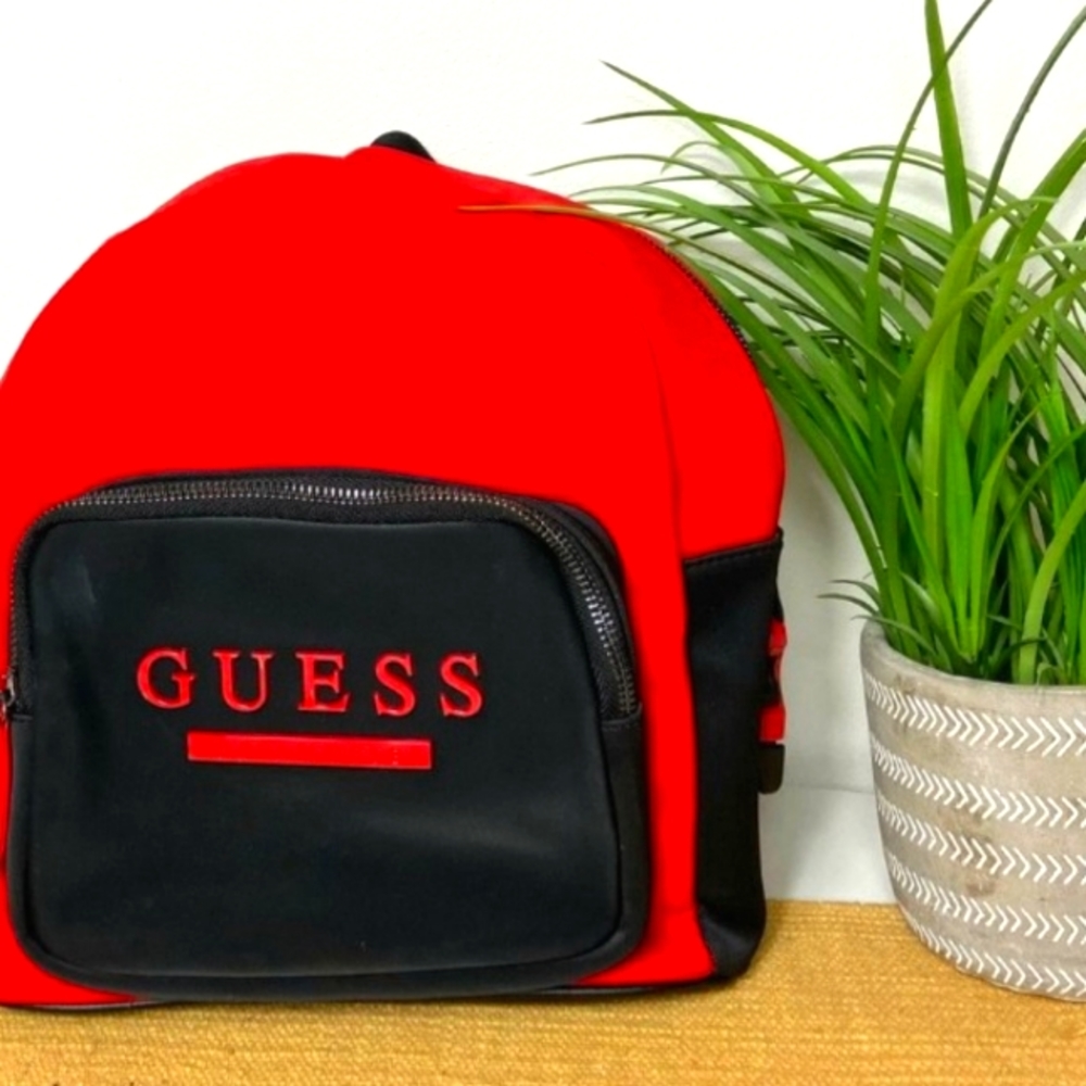 SOLD - Guess,  Black and Red Mini Fashion Unisex Backpack